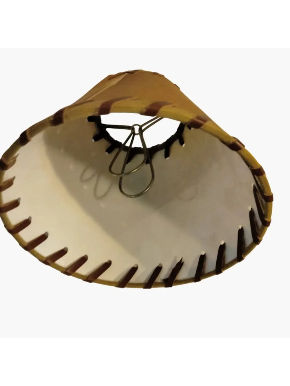 Mini Western Lamp Shade Rustic Whip Stitched Lodge Beige Brown